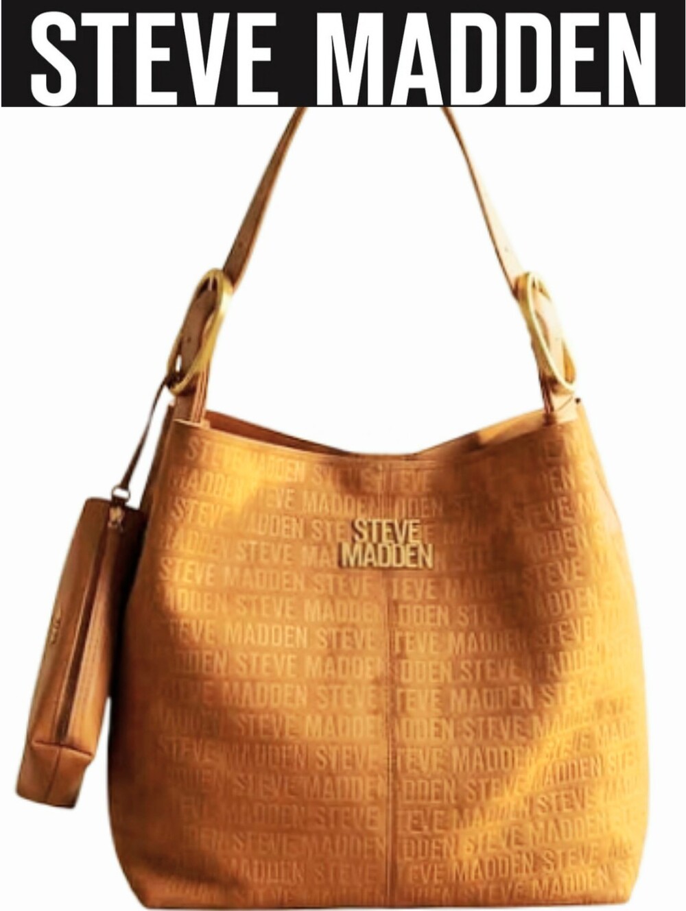 Steve Madden BFlorence Logo-Embossed Hobo Bag- Tobacco